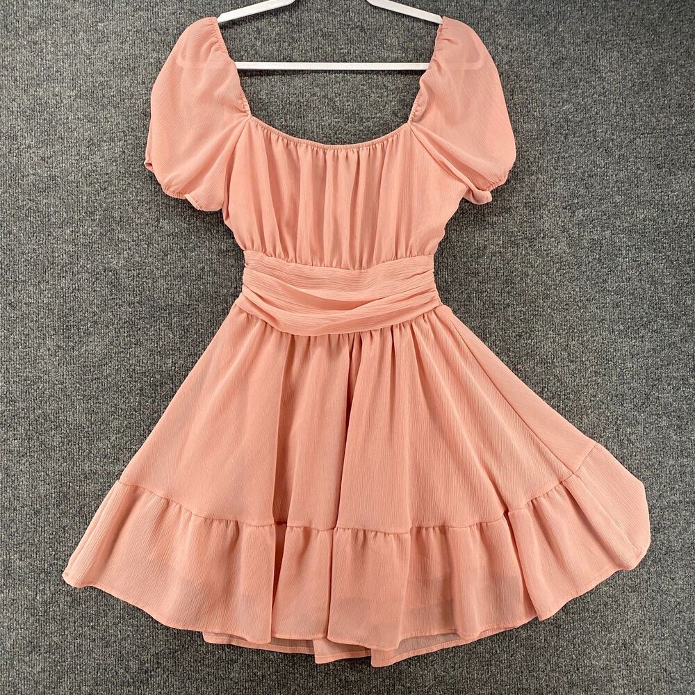 Womens Dress Small Pink Babydoll Fit Flare Cottagecore Fairy Whimsical Angelcore